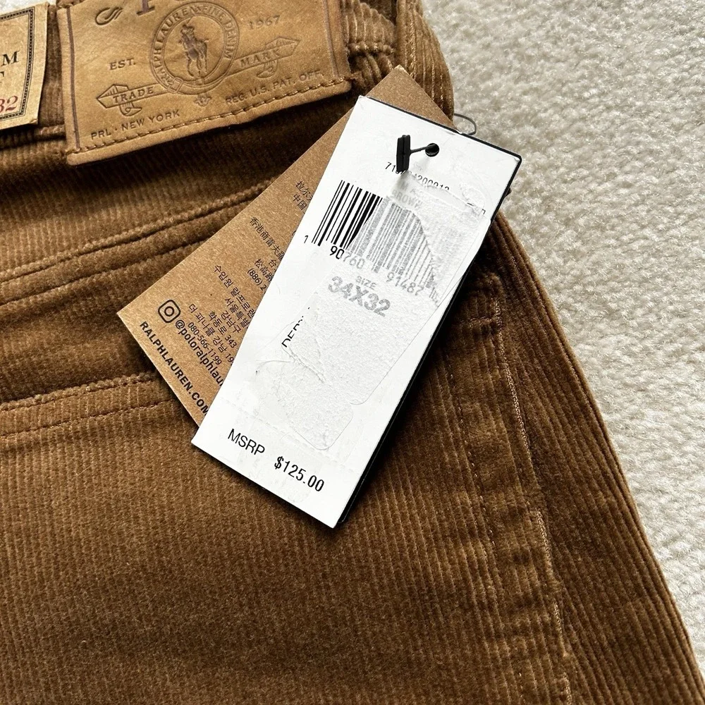 Polo Ralph Lauren Pants Men's 34x32 Corduroy Varick Slim Straight Lightweight
